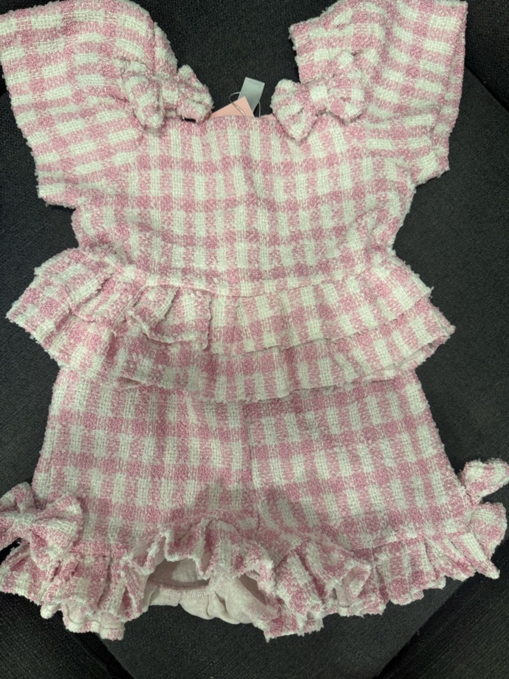 Kids Pink Gingham Ruffle Matching Set - Picture 10 of 11